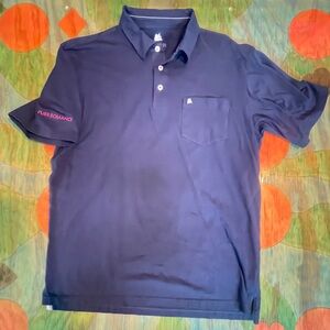 Pure Romance Silver Fox Polo Shirt Womens Medium Blue Logo Pima Cotton Stretch